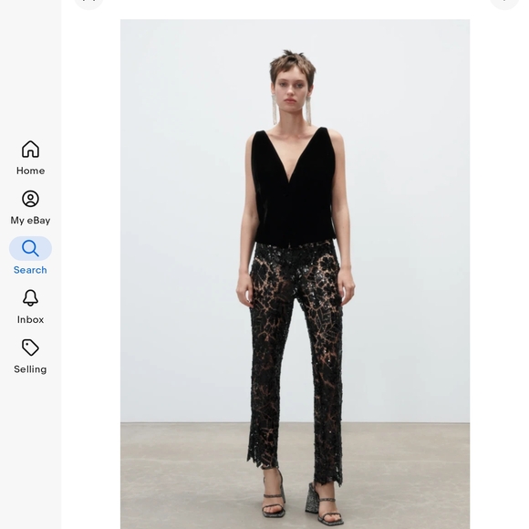 Zara Black Lace Patterned Pants - Picture 3 of 7